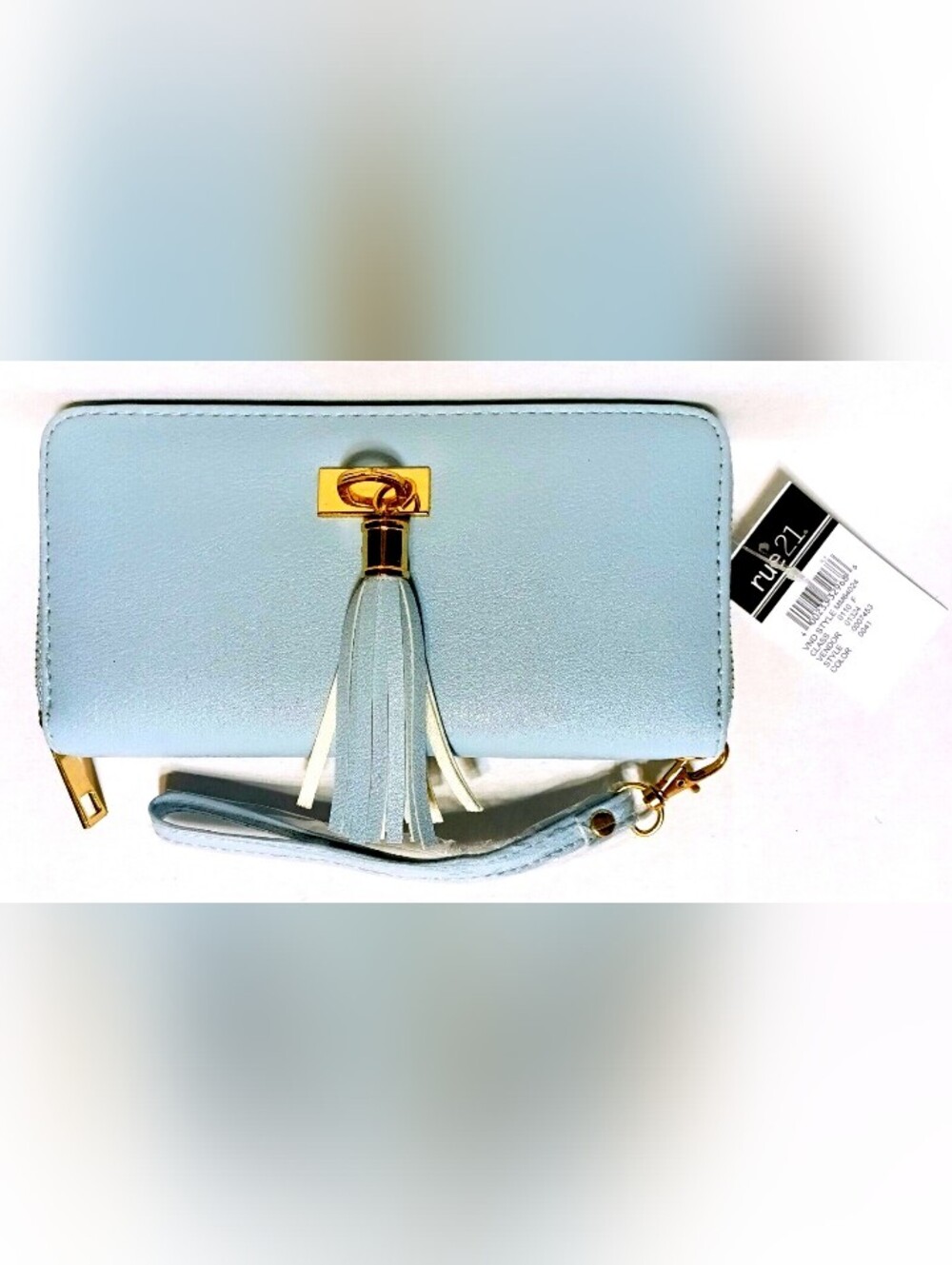 Rue21 Wristlet Wallet with Tassel Gold Accents Style 0007453 Light Blue NWT